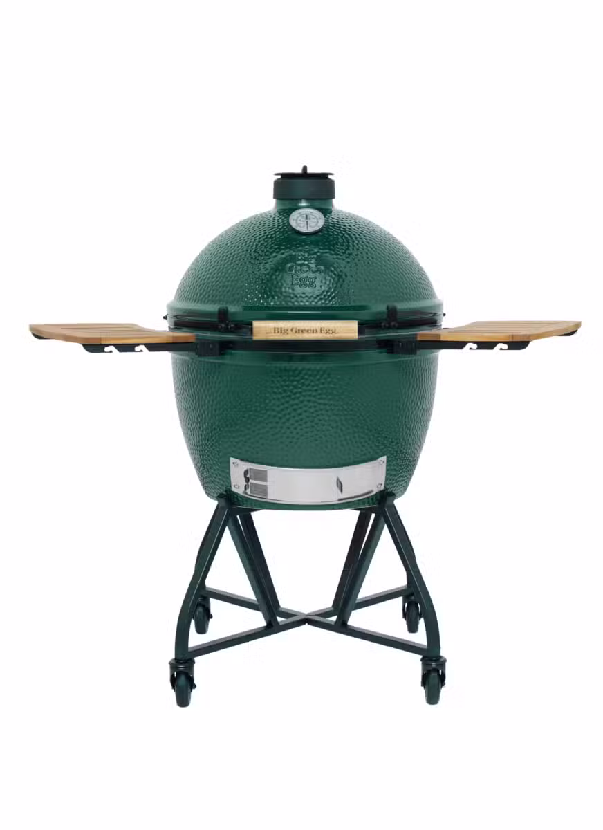 Green Egg Big met onderstel, zijplankjes en hoes