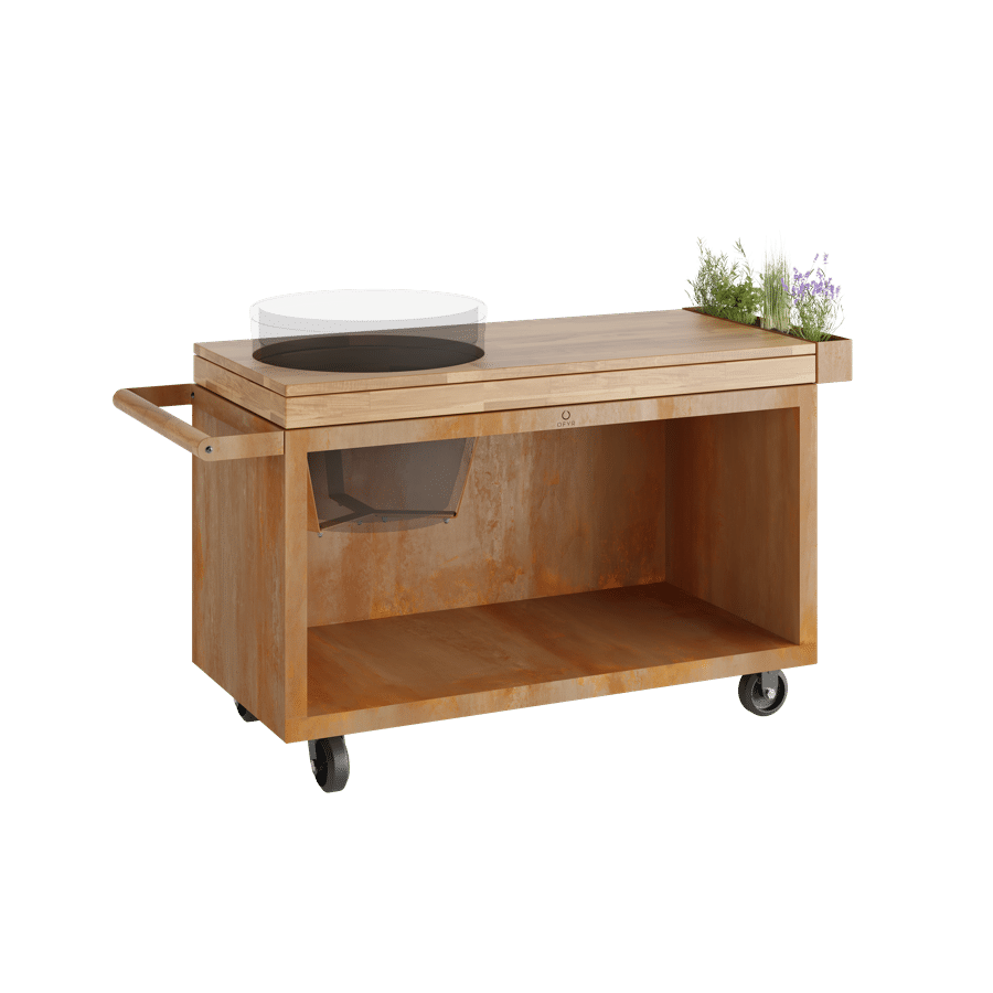 BBQExperience Ofyr 135 Kamado Table PRO Corten – Teak Hout aanbieding