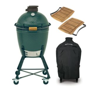 Big Green Egg Medium - met onderstel, acacia zijplankjes en hoes
