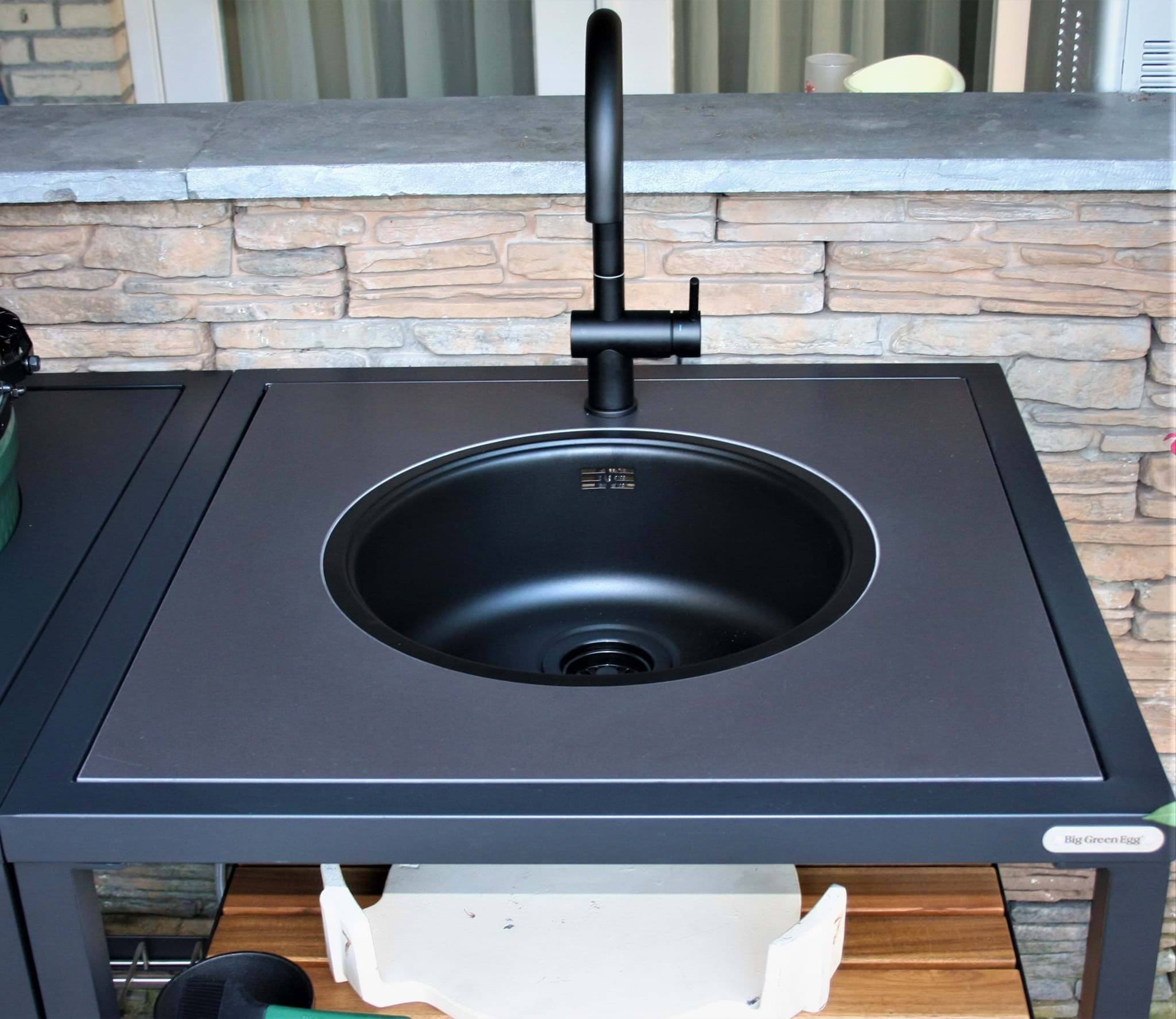 Green Egg Dekton natuursteen wasbak insert antraciet Modular Outdoor Workspace Big | Groen