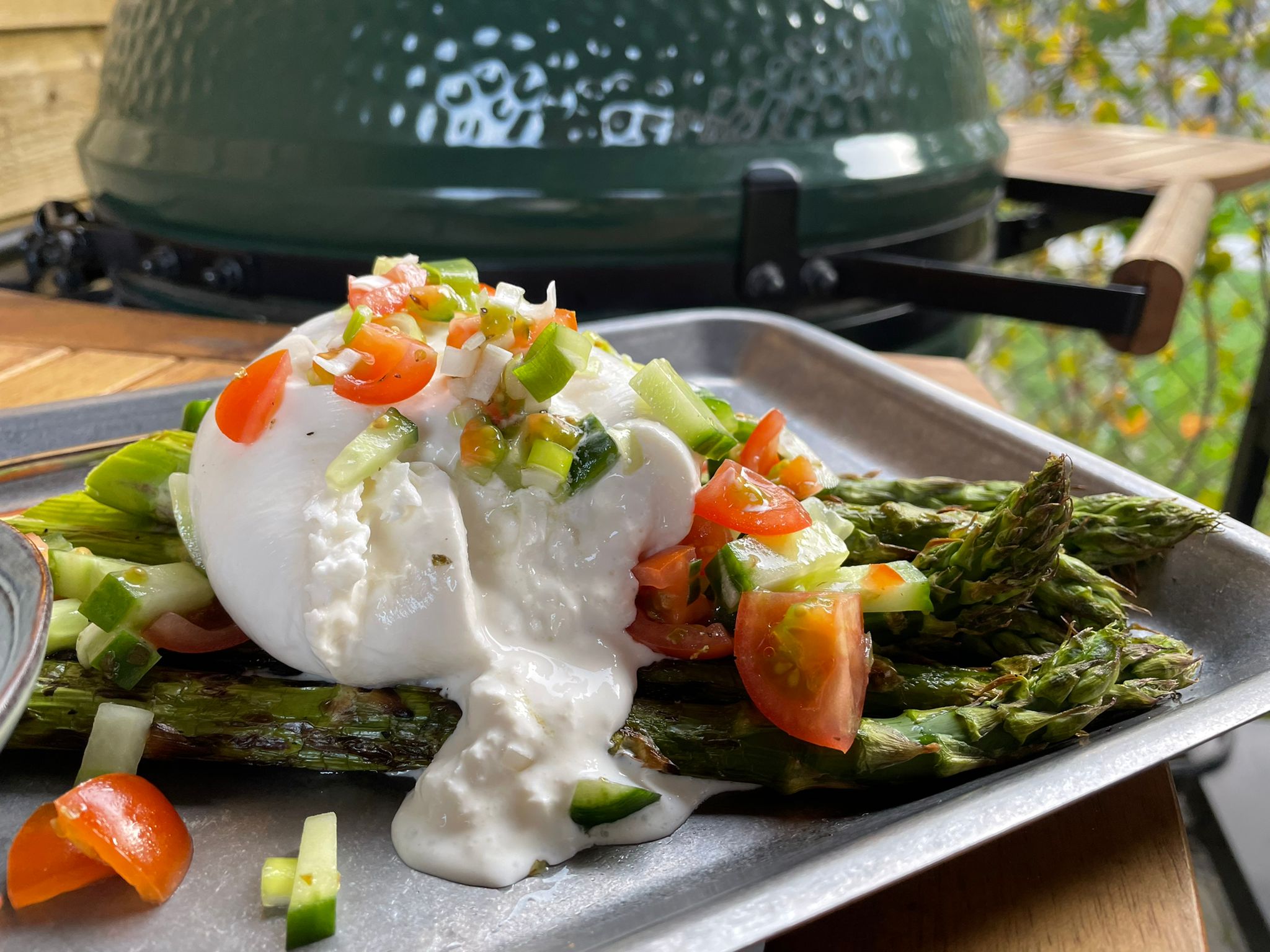 Trekken ik heb het gevonden tafel Gegrilde groene asperges - BBQ Experience Center