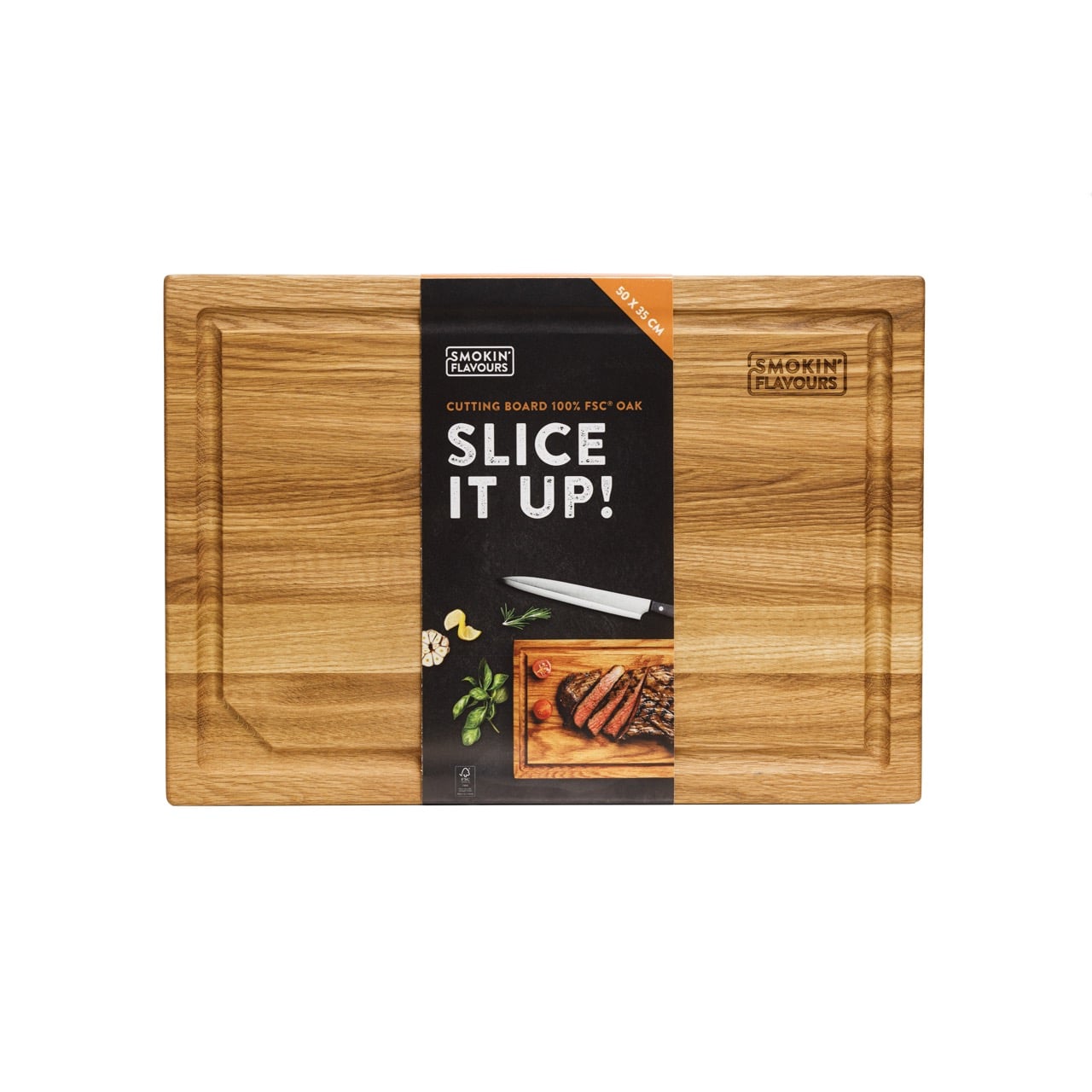 Smokin' Flavours snijplank 100% FSC® eikenhout 50x35 | 50x35