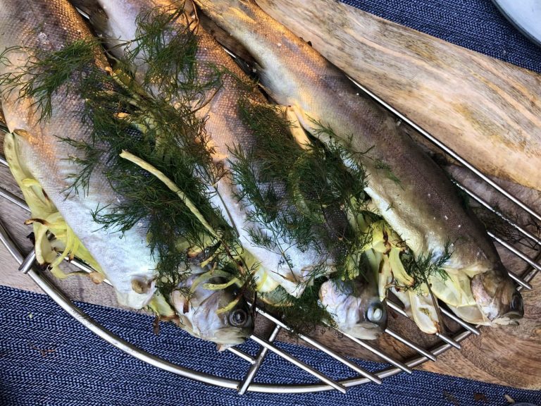 Eindresultaat forel scaled - Warm gerookte regenboogforel