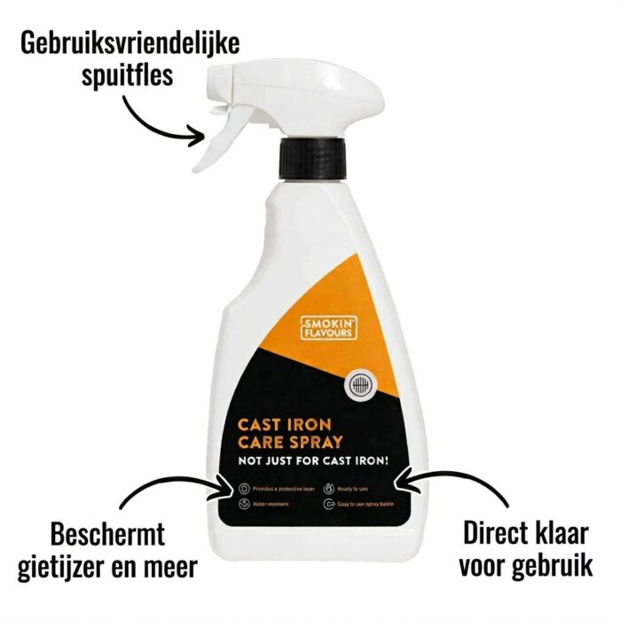 Cast Iron Care Spray Smokin' Flavours – Beschermt en onderhoudt gietijzer, Gebruiksvriendelijke sprayfles, Klaar voor direct gebruik