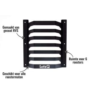 Accessoirehouder LetzQ - Ruimte voor 6 roosters, Gemaakt van gecoat RVS, Geschikt voor alle roostermaten