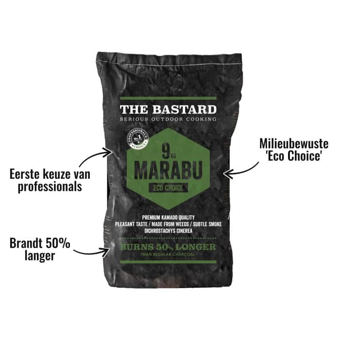 Houtskool Marabu 9kg The Bastard - Brandt 50% langer, Eerste keuze van professionals, Milieubewuste 'Eco Choice'