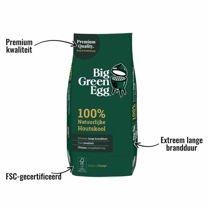 Houtskool Beuk 9KG Big Green Egg - Premium kwaliteit, Extreem lange brandduur, FSC-gecertificeerd