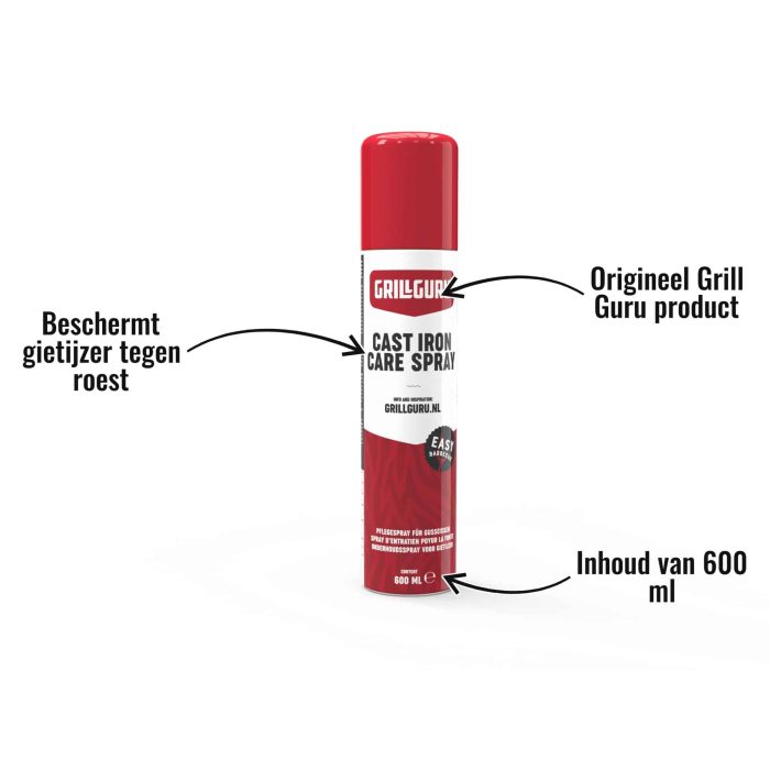 Cast iron care spray Grill Guru - Beschermt gietijzer tegen roest, Inhoud van 600 ml, Origineel Grill Guru product