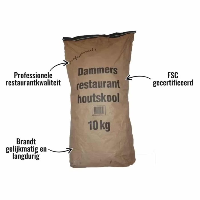 Houtskool Acacia 10KG Dammers - Professionele restaurantkwaliteit, FSC gecertificeerd, Brandt gelijkmatig en langdurig
