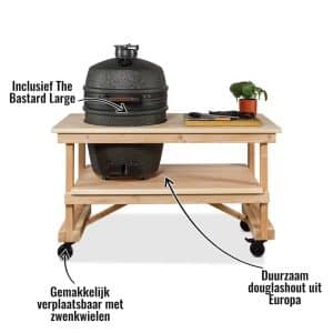 Buitenkeuken Kansas Base + Bastard Large - Inclusief The Bastard Large, Duurzaam douglashout uit Europa, Gemakkelijk verplaatsbaar met zwenkwielen