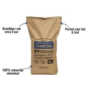 Houtskool European Oak 9KG Smokin' Flavours - 100% natuurlijk eikenhout, Brandduur van circa 8 uur, Perfect voor hot & fast