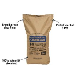 Houtskool European Oak 9KG Smokin' Flavours - 100% natuurlijk eikenhout, Brandduur van circa 8 uur, Perfect voor hot & fast