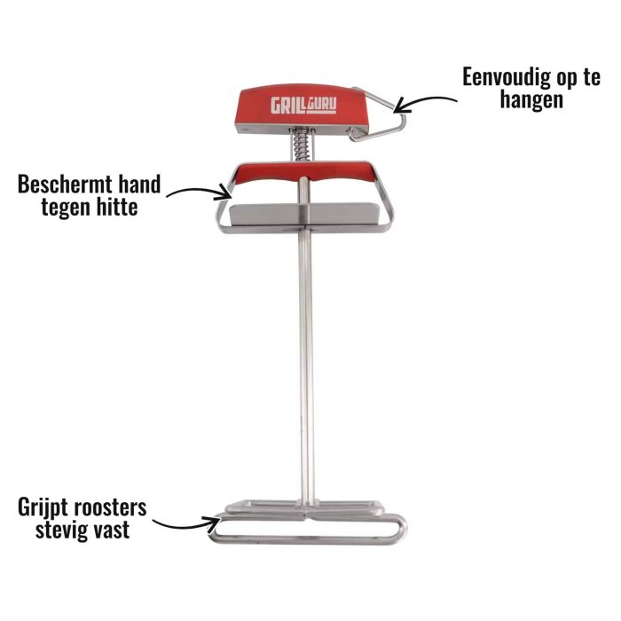 Grid lifter Grill Guru - Beschermt hand tegen hitte, Grijpt roosters stevig vast, Eenvoudig op te hangen