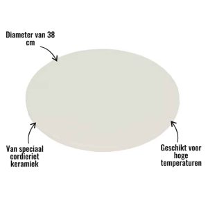 Pizzasteen Grill Guru - Van speciaal cordieriet keramiek, Diameter van 38 cm, Geschikt voor hoge temperaturen