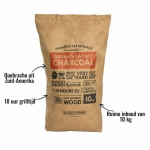 Houtskool Quebracho 10KG (Zuid Amerika) Smokin' Flavours - Quebracho uit Zuid-Amerika, Ruime inhoud van 10 kg, 10 uur grilltijd