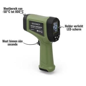 Infrarood Thermometer Gozney - Helder verlicht LED-scherm, Meet binnen één seconde, Meetbereik van -50°C tot 800°C