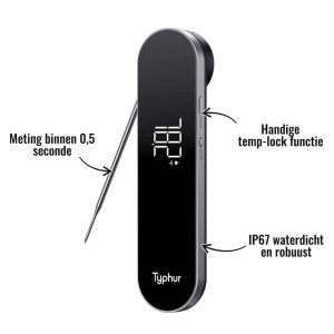 InstaProbe Core Typhur - Meting binnen 0,5 seconde, Handige temp-lock functie, IP67 waterdicht en robuust