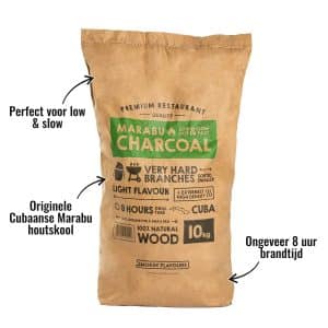 Houtskool Marabu 10KG (Cuba) Smokin' Flavours - Originele Cubaanse Marabu houtskool, Perfect voor low & slow, Ongeveer 8 uur brandtijd