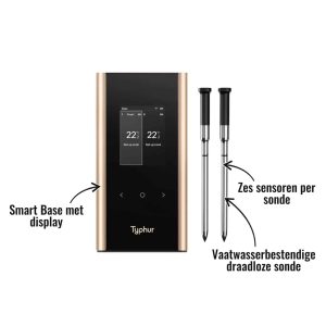 Sync Gold Dual Typhur - Smart Base met display, Zes sensoren per sonde, Vaatwasserbestendige draadloze sonde