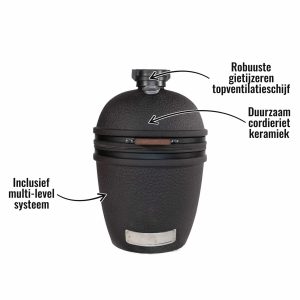 The Bastard large solo urban - Robuuste gietijzeren topventilatieschijf, Duurzaam cordieriet keramiek, Inclusief multi-level systeem