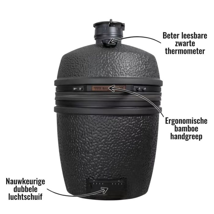 The Bastard VX Large Solo - Beter leesbare zwarte thermometer, Ergonomische bamboe handgreep, Nauwkeurige dubbele luchtschuif