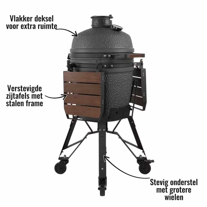 The Bastard VX medium compleet - Vlakker deksel voor extra ruimte, Verstevigde zijtafels met stalen frame, Stevig onderstel met grotere wielen