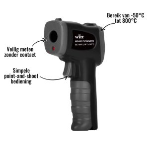 Infrarood Thermometer Witt - Simpele point-and-shoot bediening, Veilig meten zonder contact, Bereik van -50°C tot 800°C