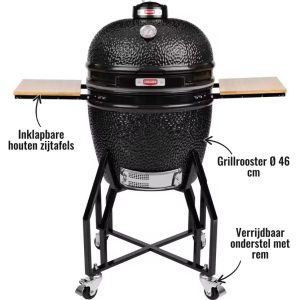 Grill Guru Entry Large Bundel - Grillrooster Ø 46 cm, Verrijdbaar onderstel met rem, Inklapbare houten zijtafels